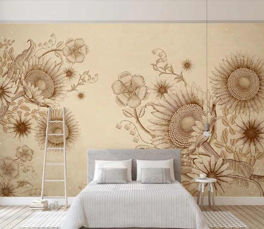 3D Sunflower Flower WC938 Wall Murals