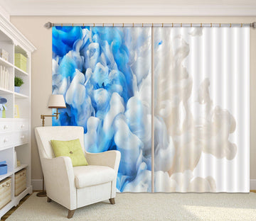 3D Light Blue Gouache Sway 33 Curtains Drapes Curtains AJ Creativity Home 