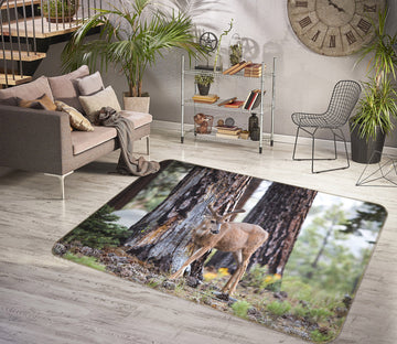 3D Trees Deer 35186 Non Slip Rug Mat