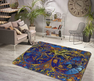 3D Golden Pattern 261 World Map Non Slip Rug Mat Mat AJ Creativity Home 