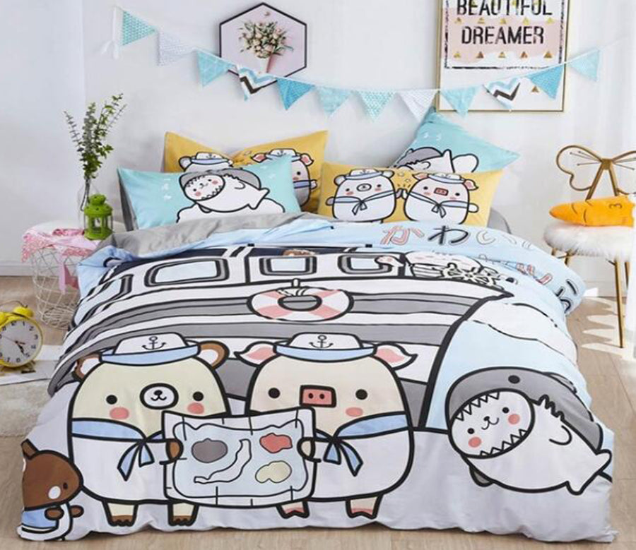 3D Pig Bear 5051 Bed Pillowcases Quilt