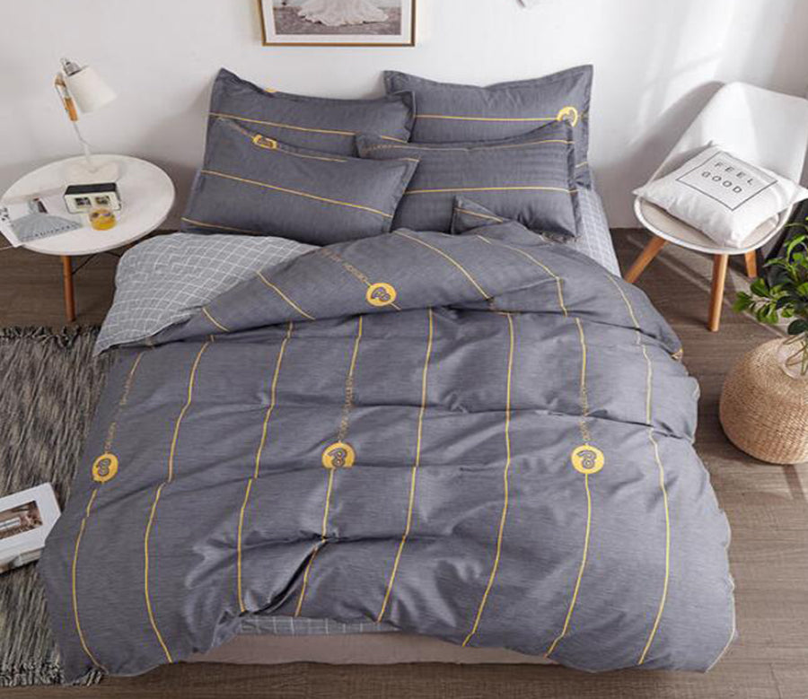 3D Dark Gray Bottom Yellow Lines 2020 Bed Pillowcases Quilt