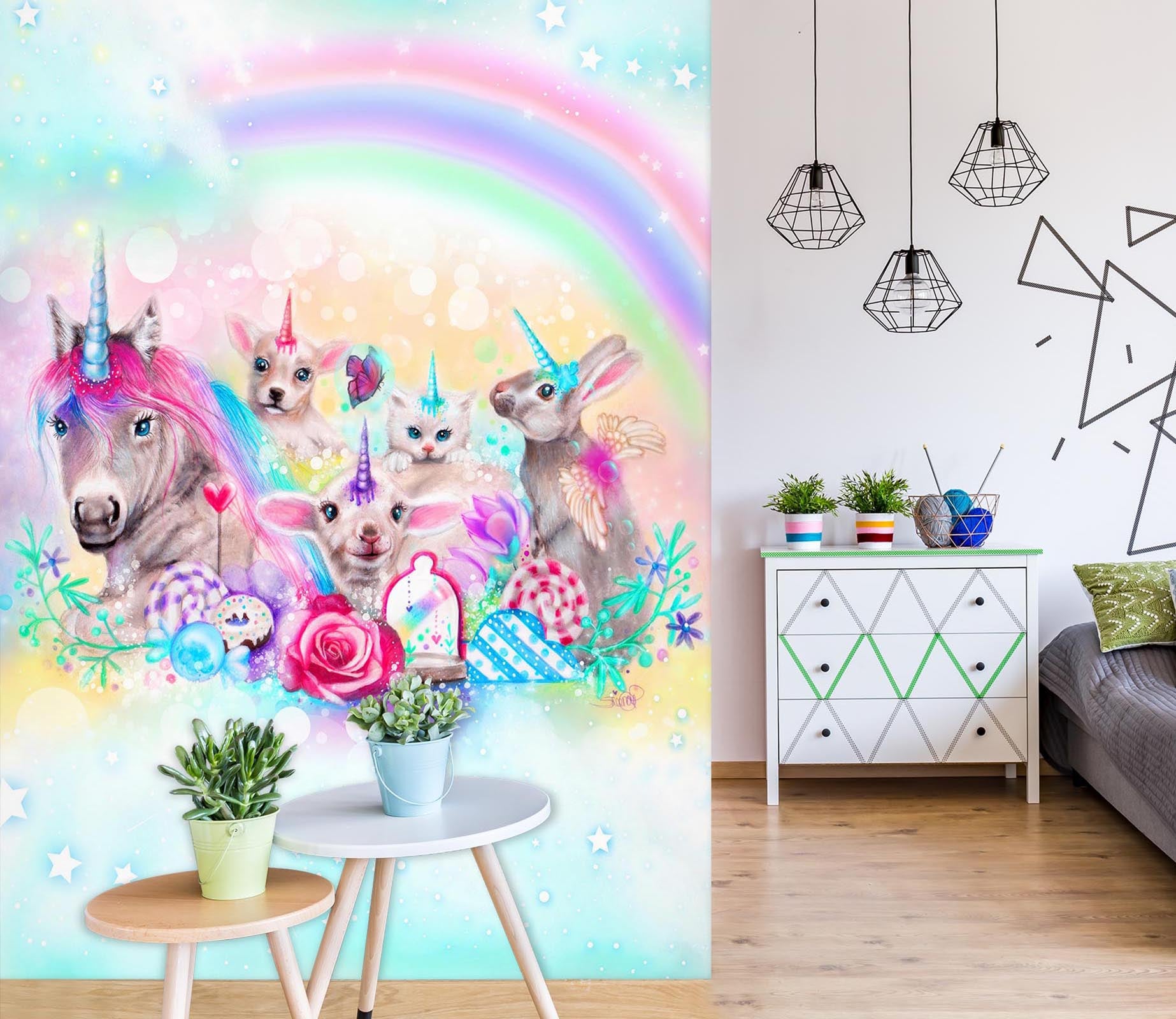 3D Rainbow Unicorn Bunny 8479 Sheena Pike Wall Mural Wall Murals