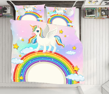 3D Unicorn Rainbow 61038 Bed Pillowcases Quilt