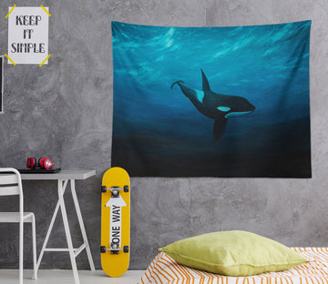 3D Underwater Whale 870 Marina Zotova Tapestry Hanging Cloth Hang
