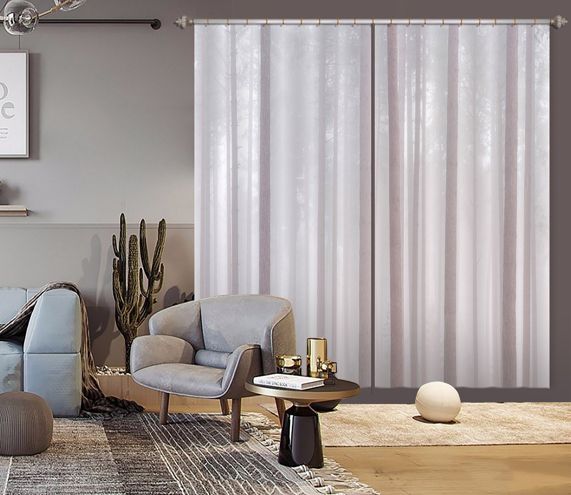 3D Misty Forest 6585 Assaf Frank Curtain Curtains Drapes