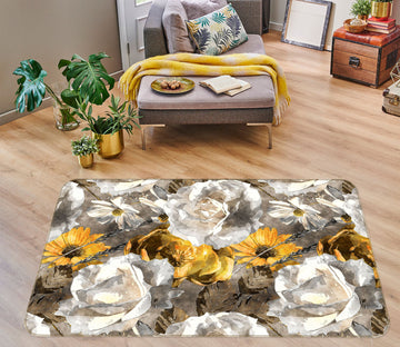 3D Flowers Pattern 33016 Non Slip Rug Mat