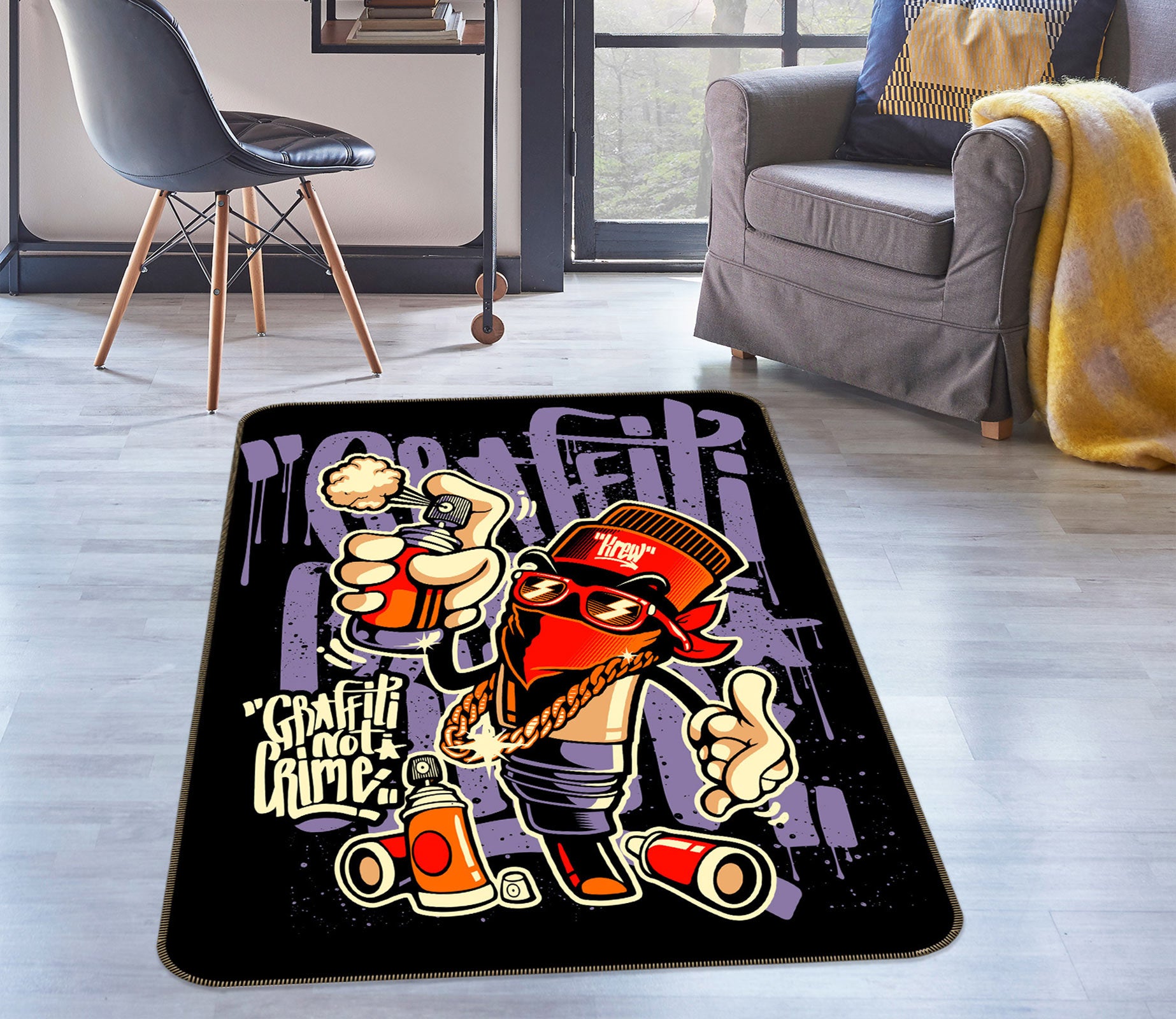 3D Graffiti Spray 30099 Non Slip Rug Mat