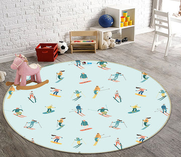 3D Skier 64168 Round Non Slip Rug Mat