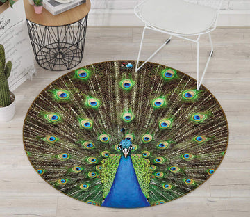 3D Peacock 81187 Round Non Slip Rug Mat