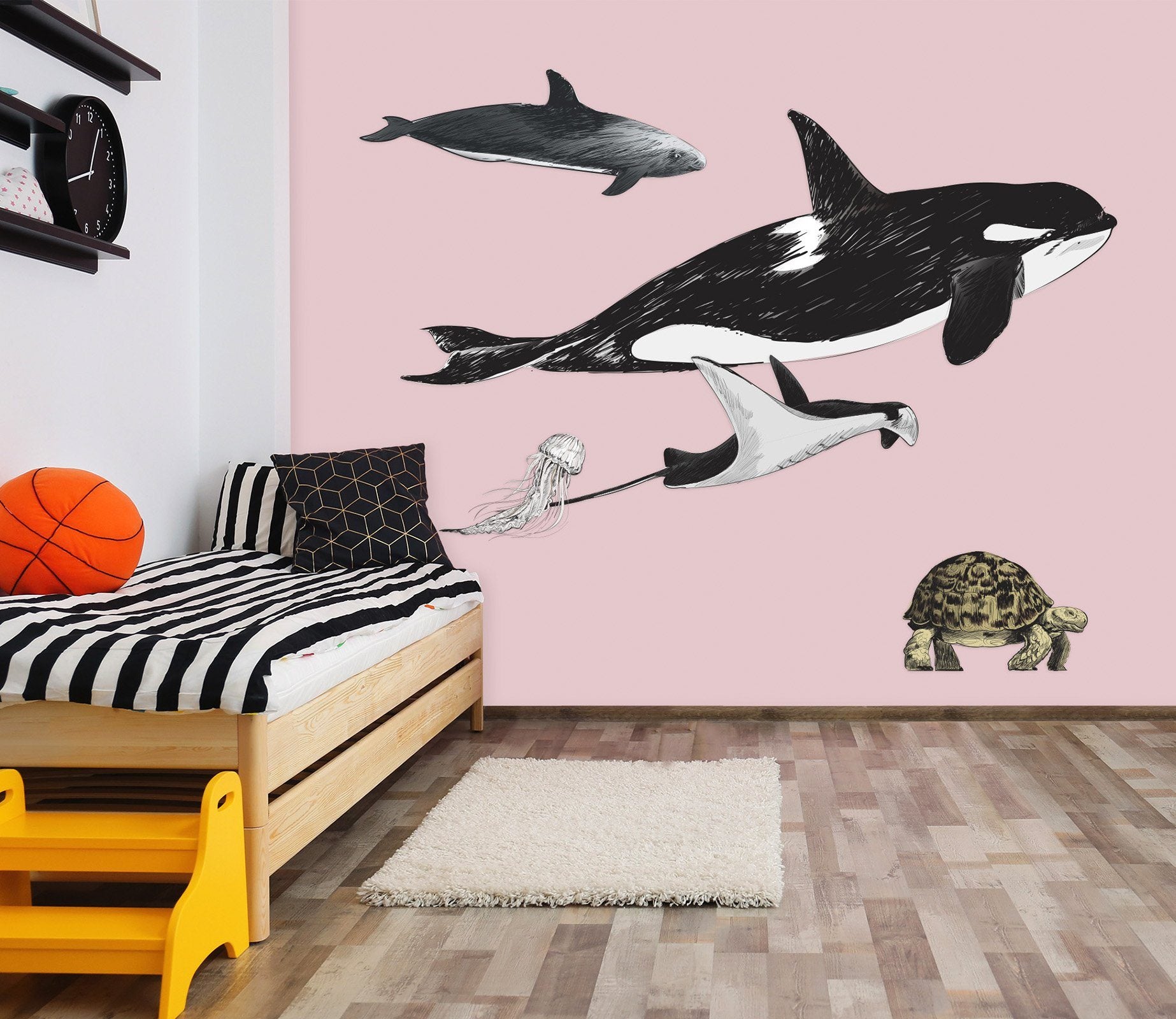 3D Shark Dolphins 060 Animals Wall Stickers Wallpaper AJ Wallpaper 