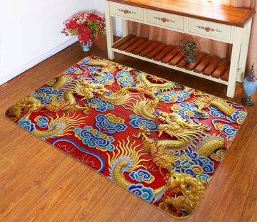 3D Dragon Cloud Pattern 65153 Non Slip Rug Mat