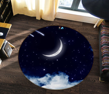 3D Moon Clouds 81013 Round Non Slip Rug Mat