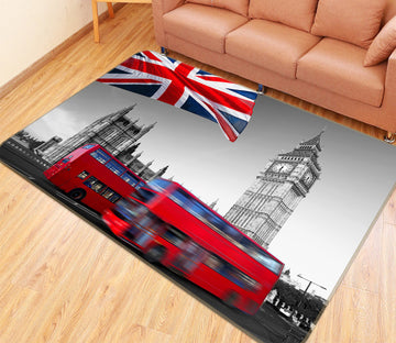 3D Building Red Bus 68112 Vehicle Non Slip Rug Mat