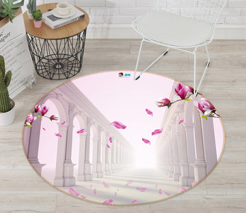 3D Roman Column Petal 72246 Round Non Slip Rug Mat