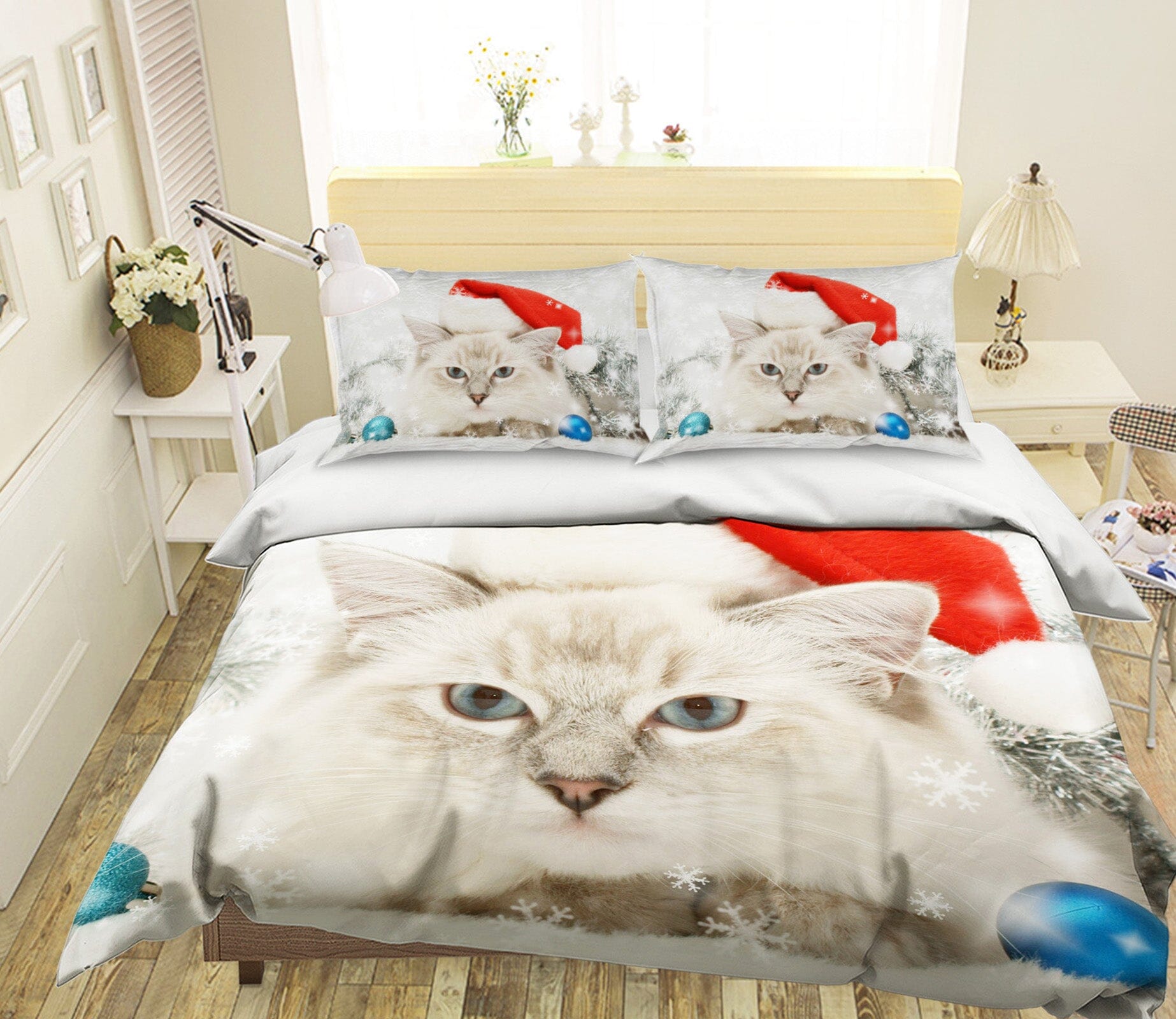 3D White Cat 1908 Bed Pillowcases Quilt Quiet Covers AJ Creativity Home 