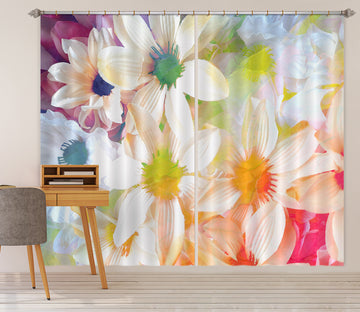 3D Color White Flowers 19189 Shandra Smith Curtain Curtains Drapes