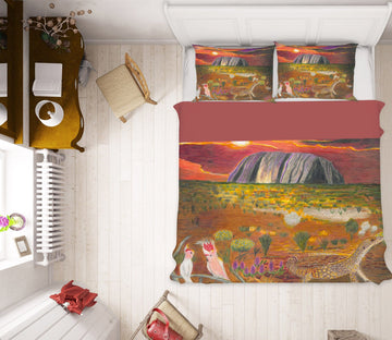 3D Sunset Waterfall 037 Michael Sewell Bedding Bed Pillowcases Quilt Quiet Covers AJ Creativity Home 