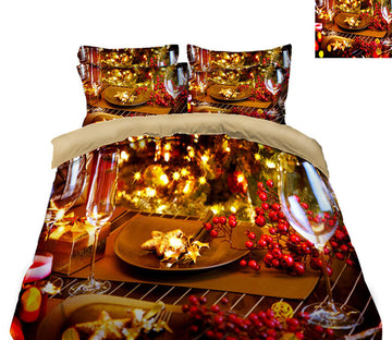 3D Pentagram Lights 45102 Christmas Quilt Duvet Cover Xmas Bed Pillowcases