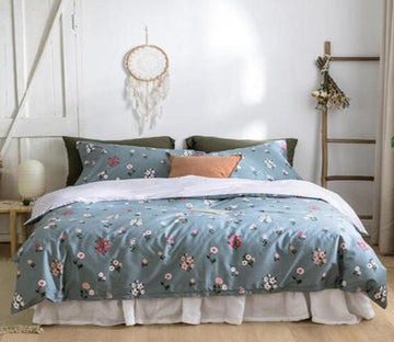 3D Light Green Flower 13174 Bed Pillowcases Quilt