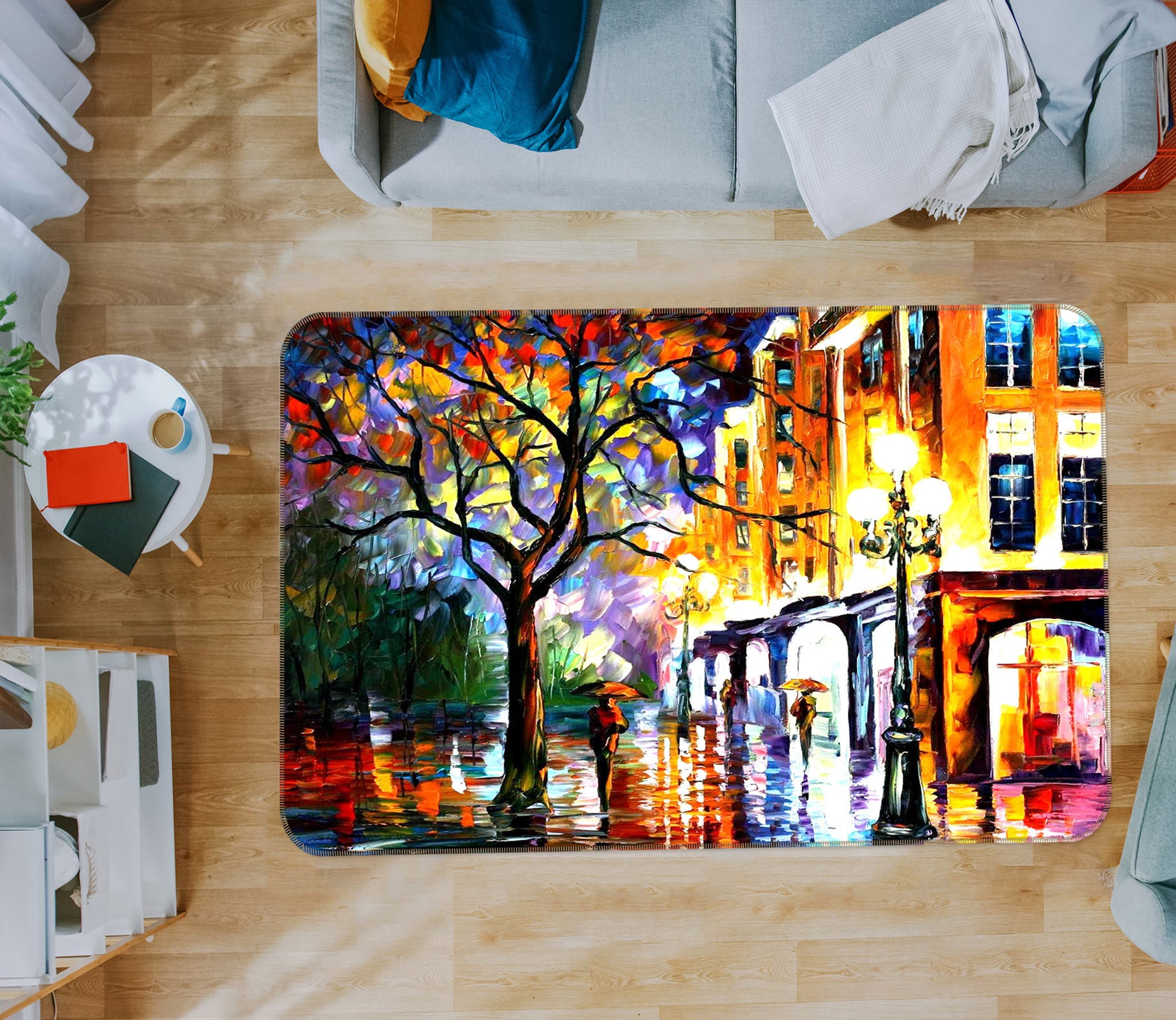 3D Street Tree Street Lamp 75296 Non Slip Rug Mat