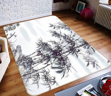 3D Black White Bamboo 75152 Non Slip Rug Mat