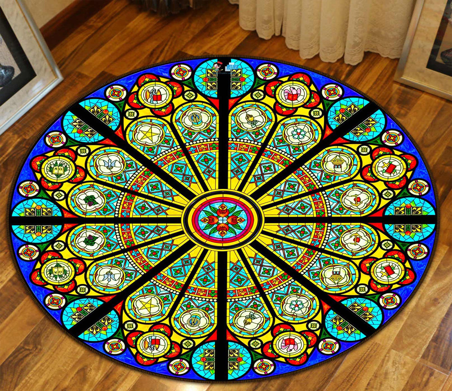 3D Color Pattern 72273 Round Non Slip Rug Mat