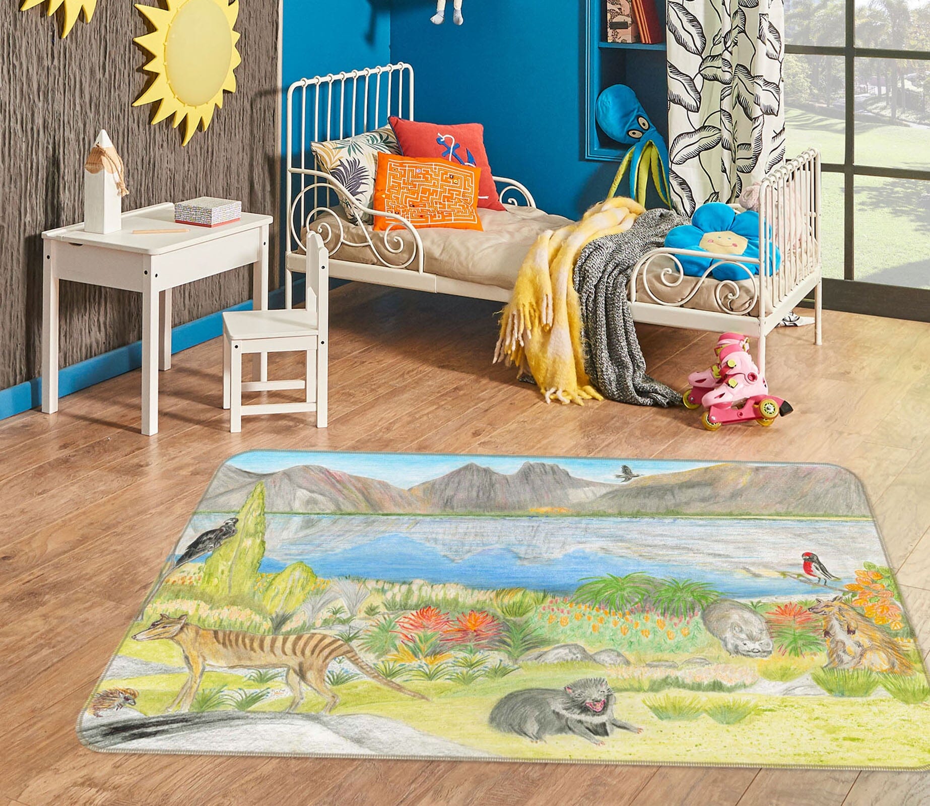 3D Steppe Animals 1055 Michael Sewell Rug Non Slip Rug Mat Mat AJ Creativity Home 