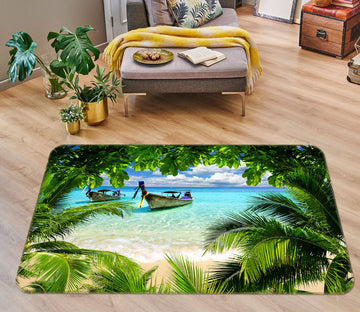 3D Beach Boat 36042 Non Slip Rug Mat