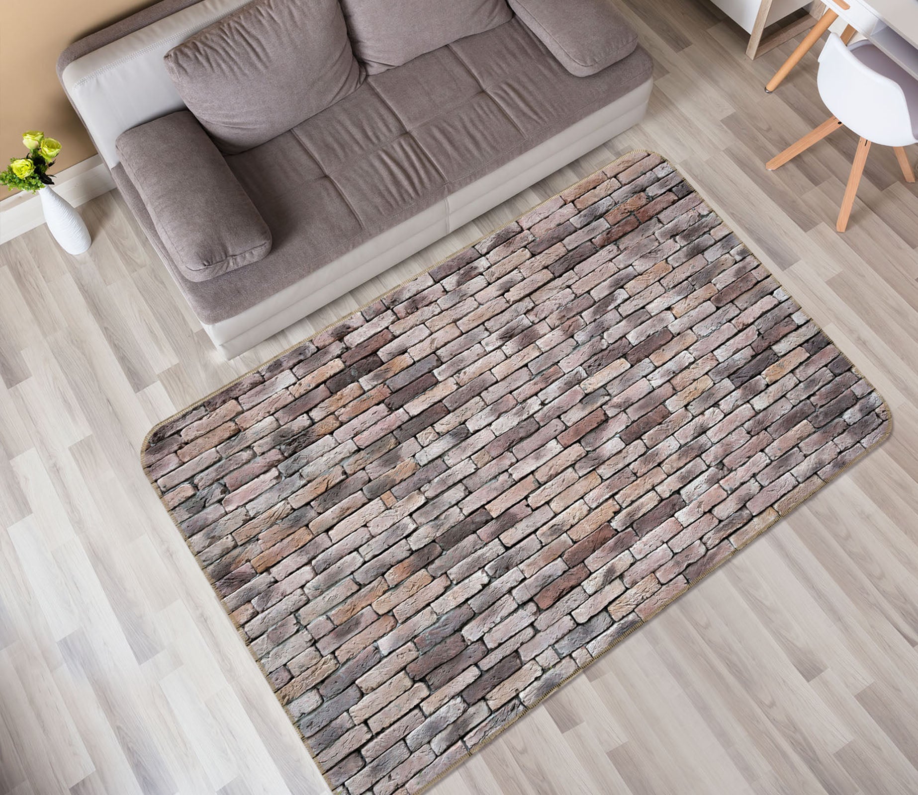 3D Brick Wall Pattern 31035 Non Slip Rug Mat