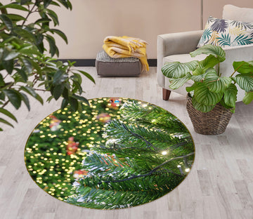 3D Branches 54057 Christmas Round Non Slip Rug Mat Xmas