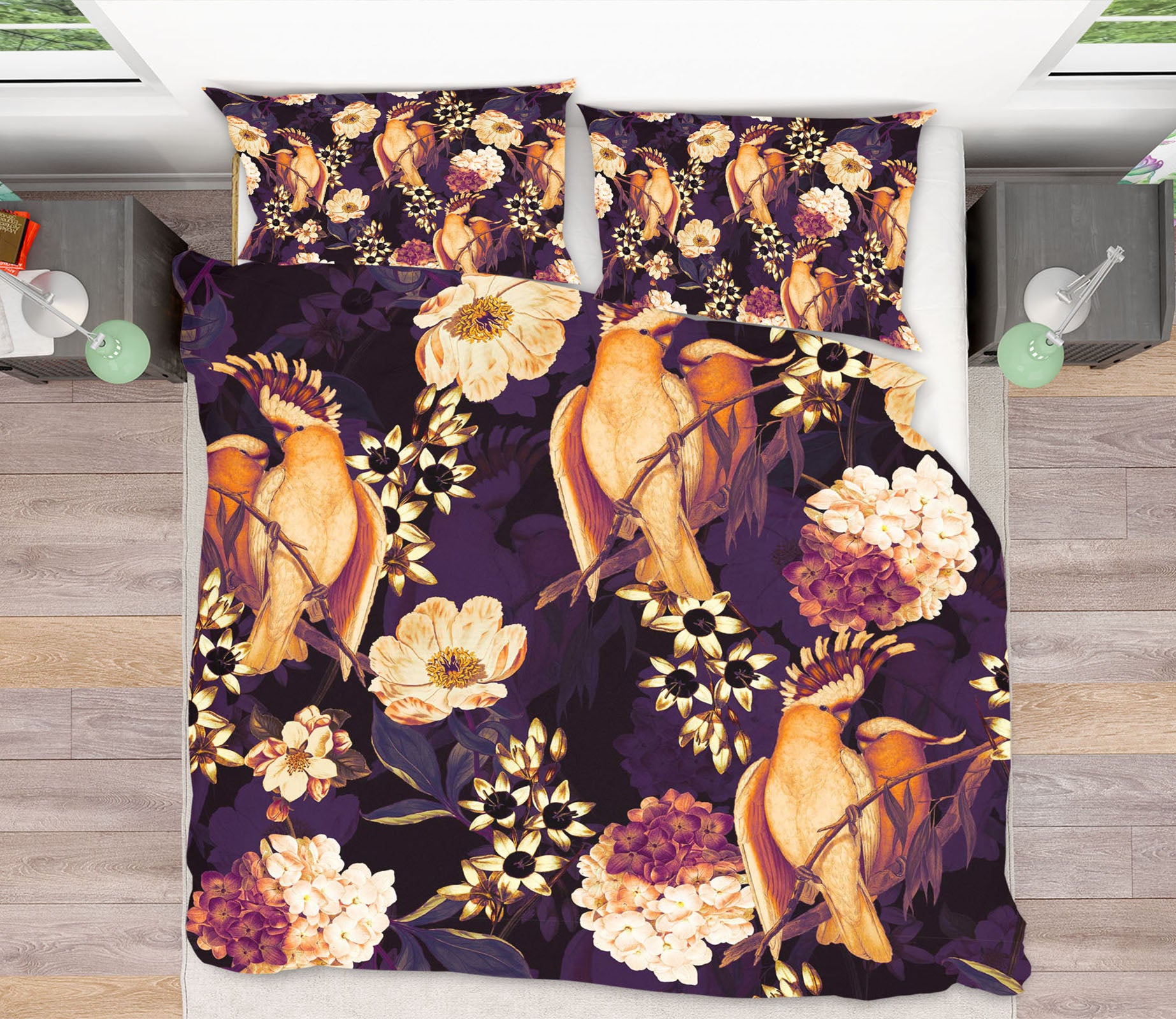 3D Orange Parrot Flower 115 Uta Naumann Bedding Bed Pillowcases Quilt