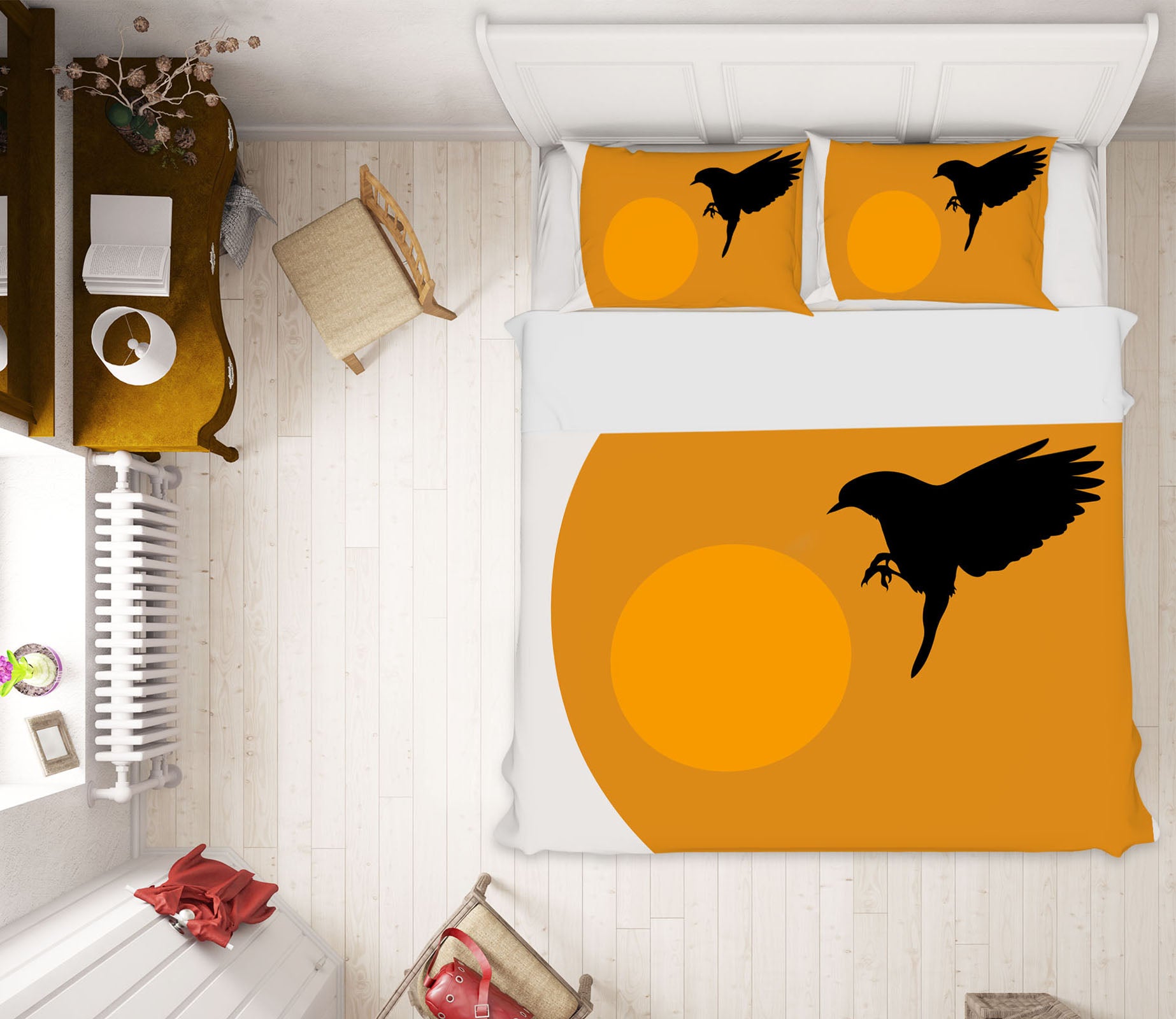 3D Moon Magpie 218 Boris Draschoff Bedding Bed Pillowcases Quilt