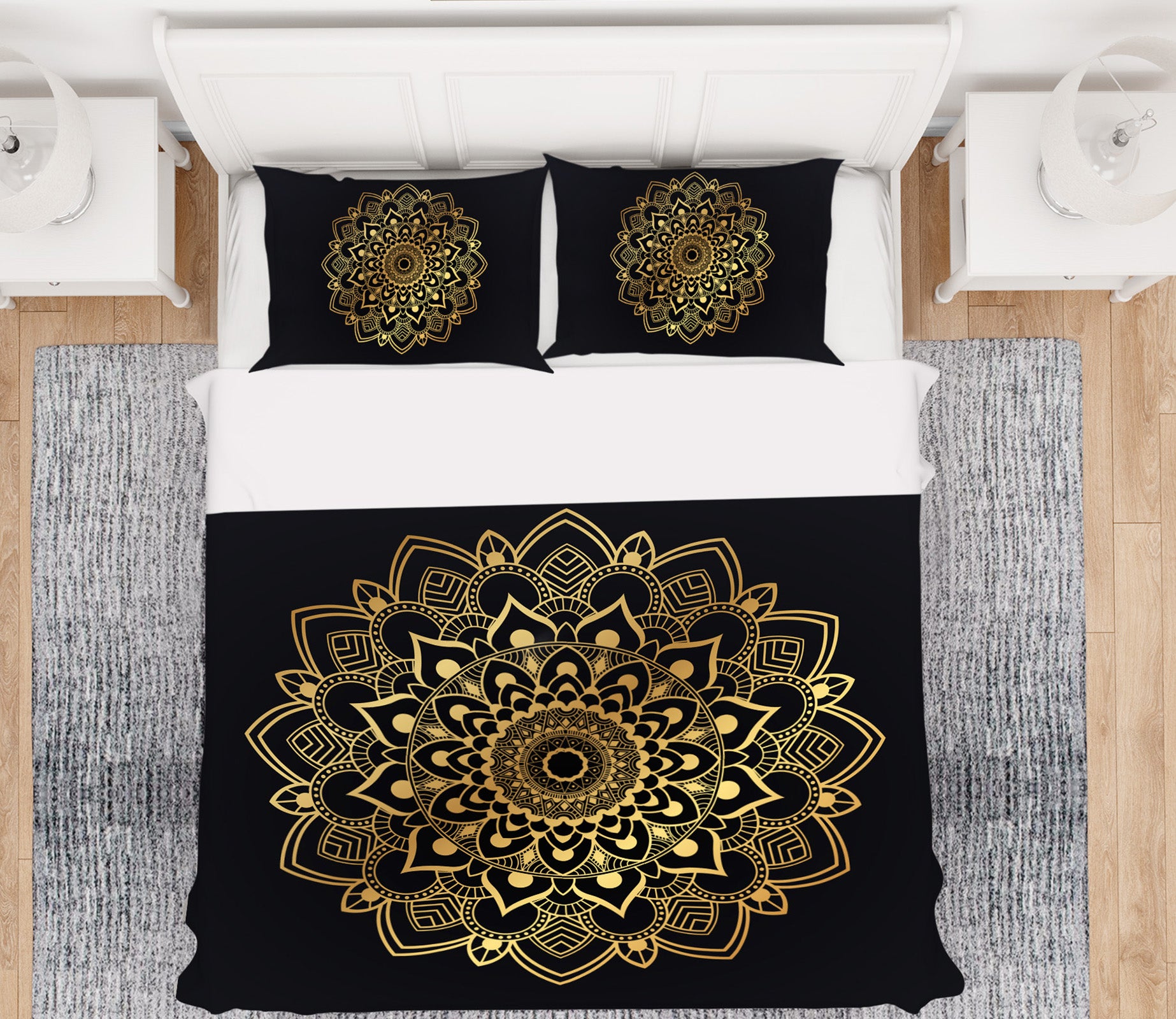 3D Golden Pattern 59069 Bed Pillowcases Quilt