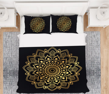 3D Golden Pattern 59069 Bed Pillowcases Quilt