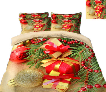 3D Christmas Gift 45127 Christmas Quilt Duvet Cover Xmas Bed Pillowcases