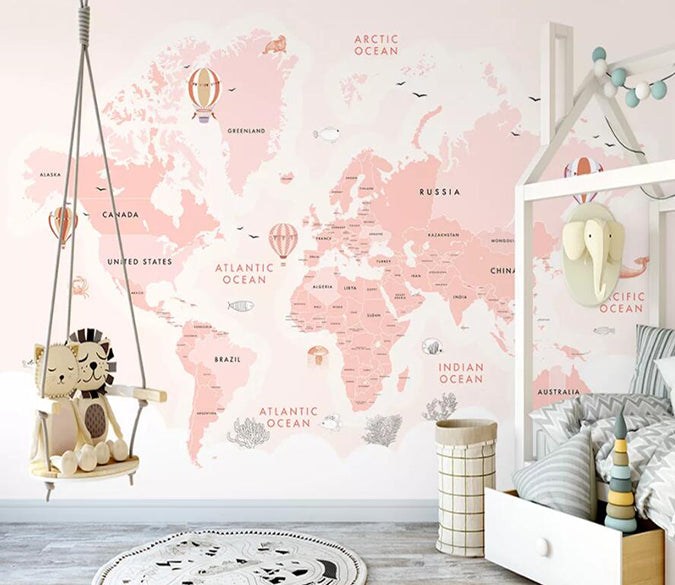3D Pink Map 1511 Wall Murals Wallpaper AJ Wallpaper 2 