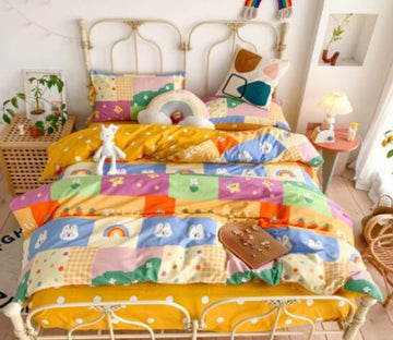 3D Colored Square 50057 Bed Pillowcases Quilt