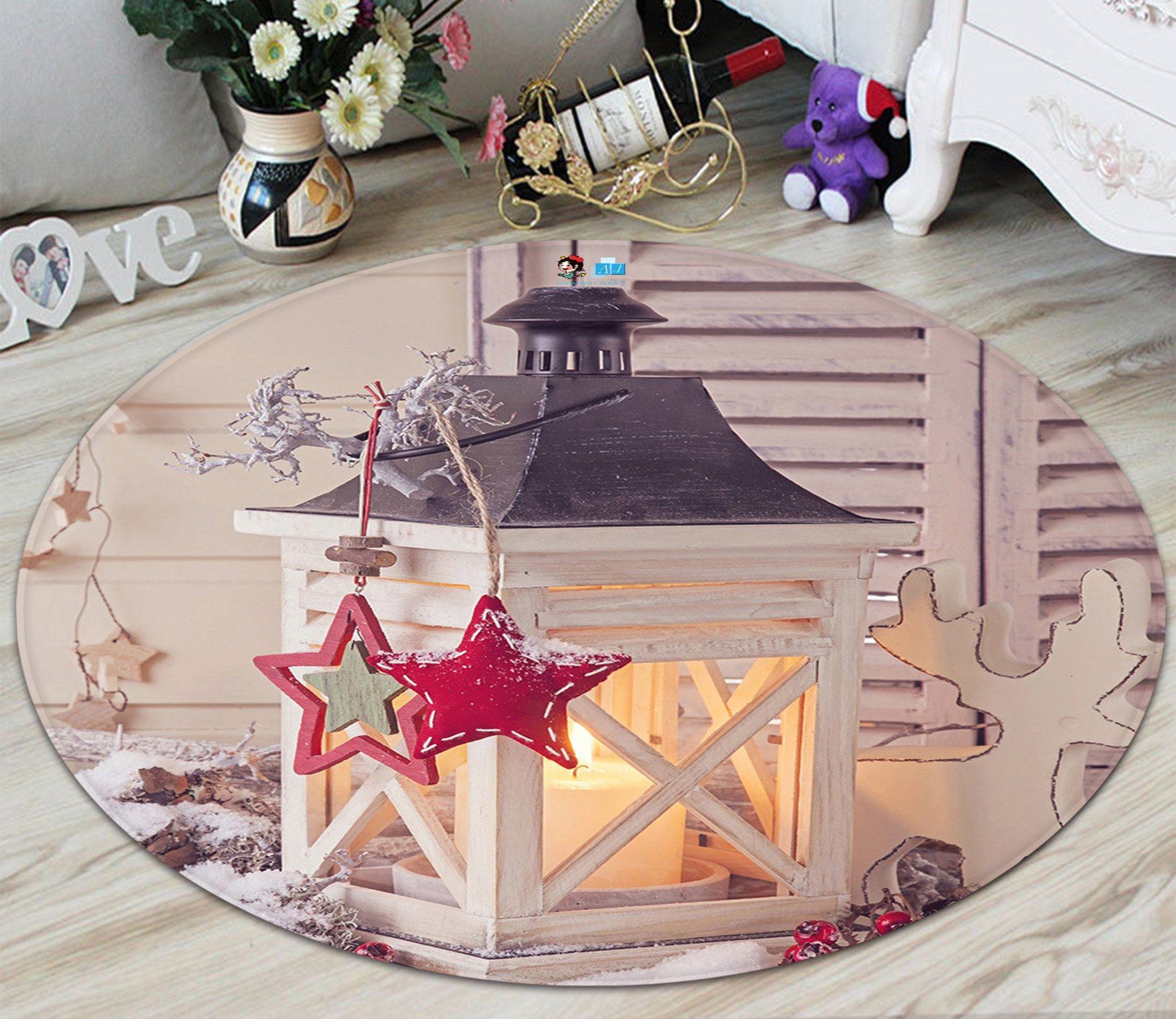 3D Candlelight Lighting 061 Round Non Slip Rug Mat Mat AJ Creativity Home 