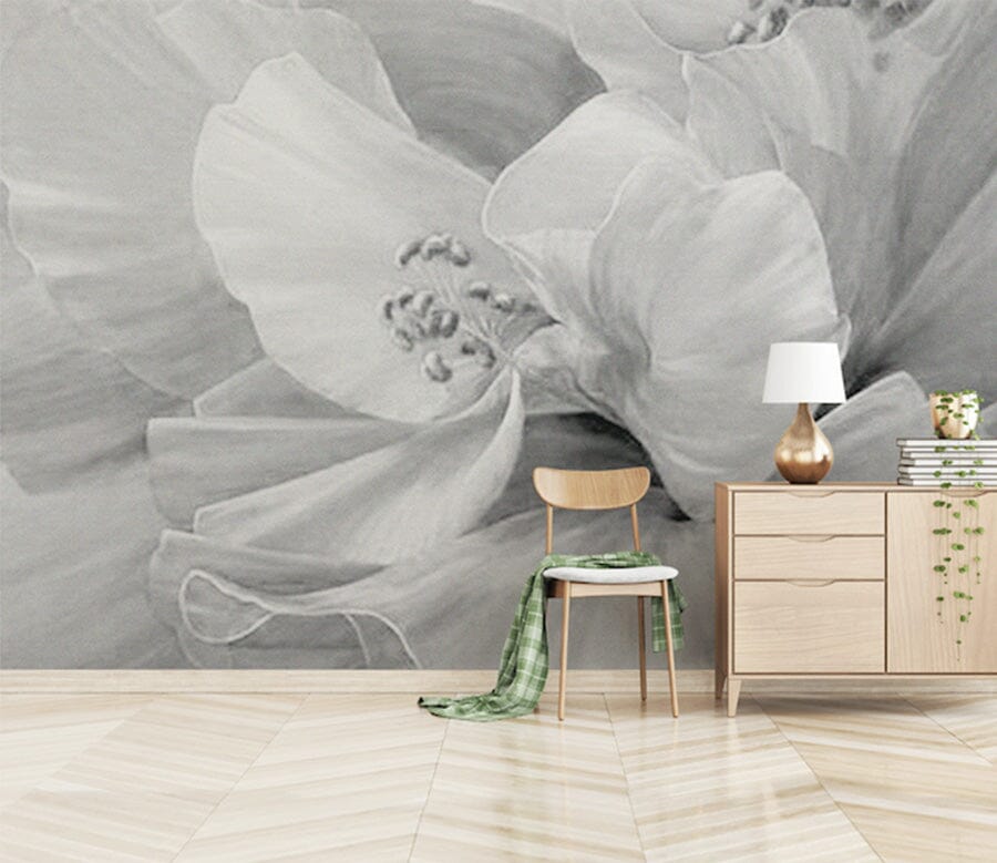 3D Grey Flowers WG081 Wall Murals Wallpaper AJ Wallpaper 2 