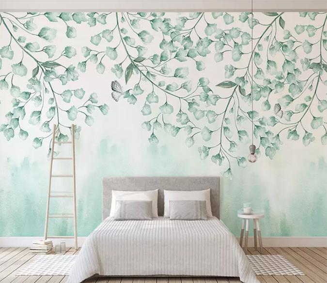 3D Green Leaves 074 Wall Murals Wallpaper AJ Wallpaper 2 
