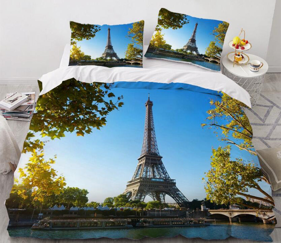 3D Eiffel Tower Lakeside 11129 Bed Pillowcases Quilt