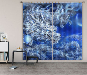 3D White Dragon 9081 Kayomi Harai Curtain Curtains Drapes