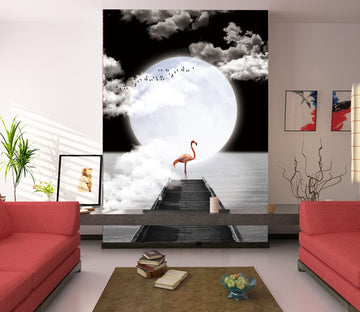3D Moon Flamingo 119 Wall Murals Wallpaper AJ Wallpaper 2 