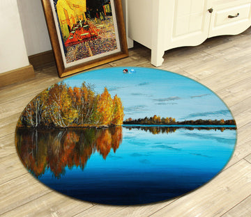 3D Lake Woods 18121 Marina Zotova Rug Round Non Slip Rug Mat
