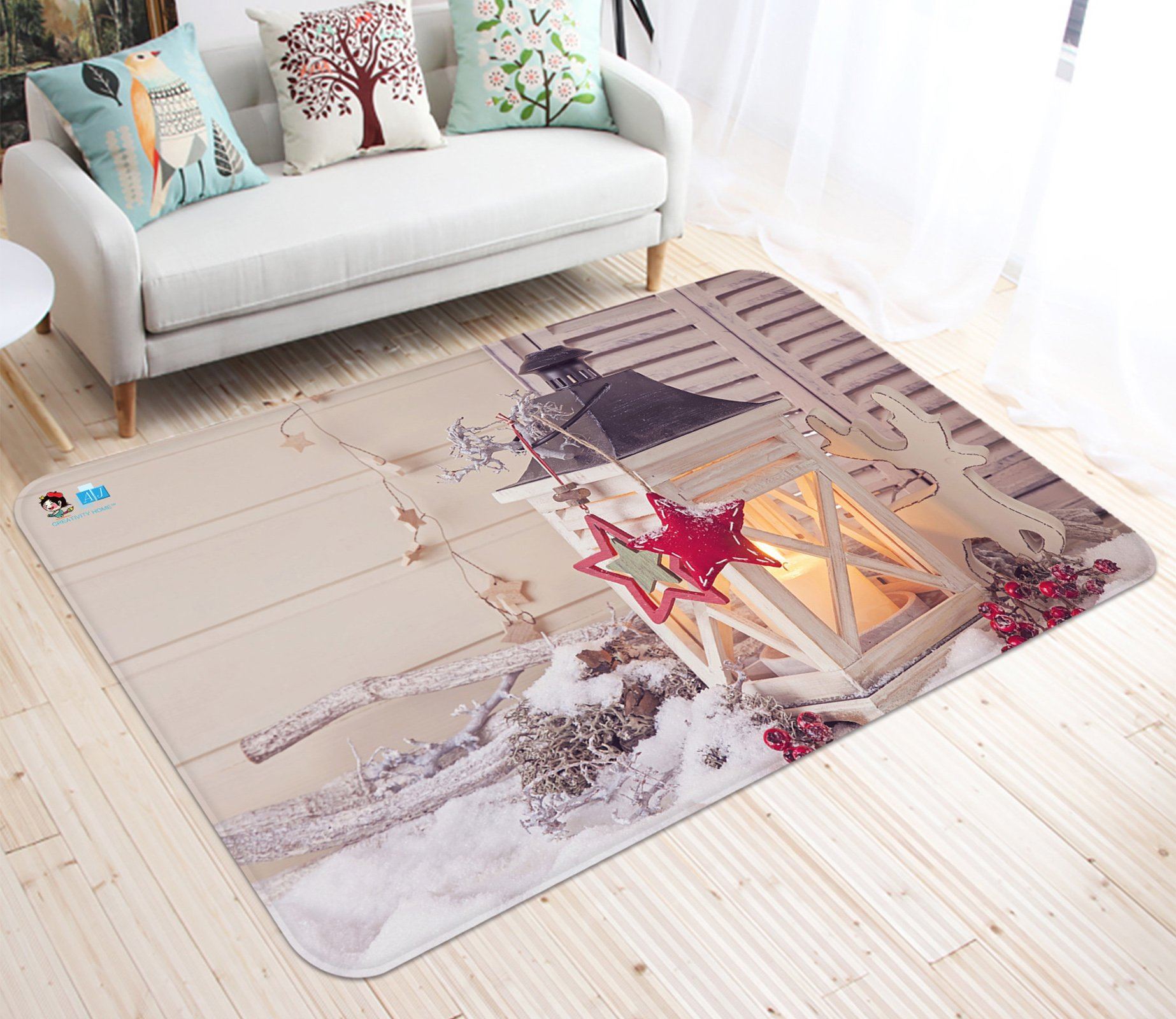 3D Candle Lighting Pentagram 017 Non Slip Rug Mat Mat AJ Creativity Home 