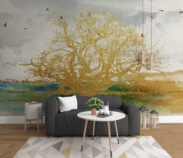 3D Golden Tree 2095 Wall Murals Wallpaper AJ Wallpaper 2 