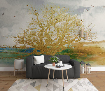 3D Golden Tree 2095 Wall Murals