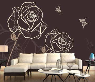 3D Rose Butterfly 1568 Wall Murals Wallpaper AJ Wallpaper 2 