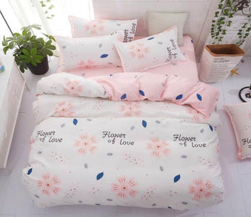 3D White Background Pink Flower 5091 Bed Pillowcases Quilt